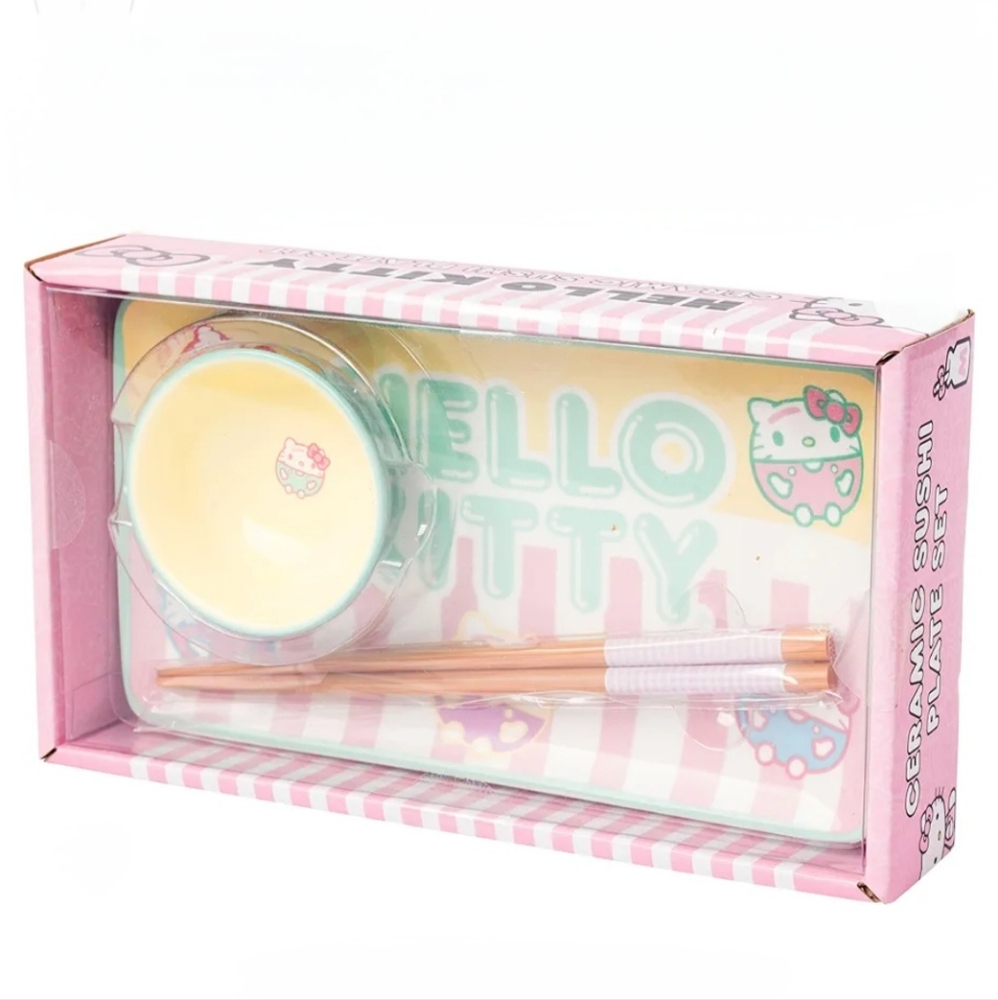 Hello Kitty Ceramic Sushi Plate Set NWT